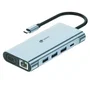 Leotec Docking Station 11 en 1 USB-C PD100 3xUSB 3.0 1xUSB-C HDMI VGA RJ45 SD Micro SD